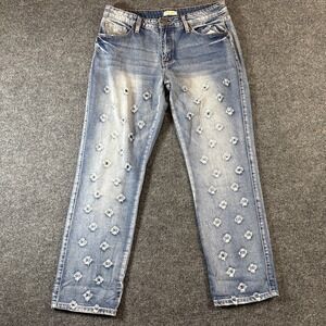 Blue Turtle Straight Leg Distressed Women's size 11 Medium Wash Blue Denim